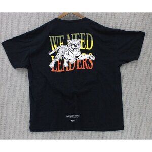 Bleacher Report Shirt Mens 3XL Black Solid Short Sleeve We Need Leaders Tiger